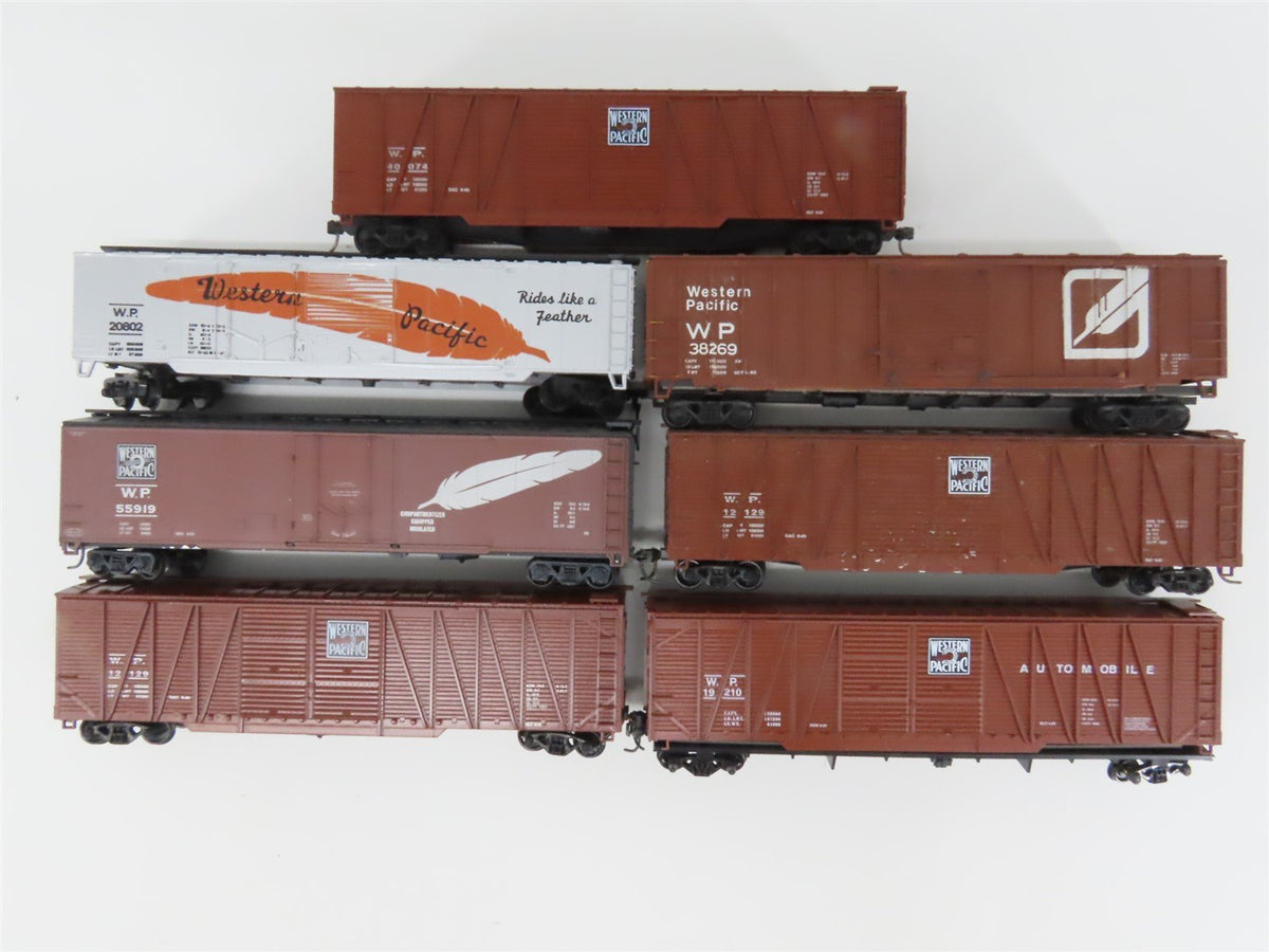 LOT of 7 HO Scale WP Western Pacific &quot;Feather&quot; Box Cars