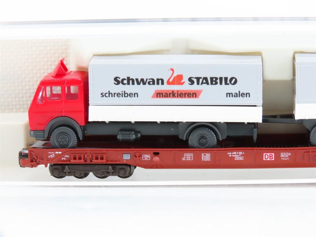 N Fleischmann 8273 DB Deutsche Bahn Low-floor Rolling Road Wagon w/ Schwan Truck