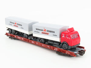 N Fleischmann 8273 DB Deutsche Bahn Low-floor Rolling Road Wagon w/ Schwan Truck