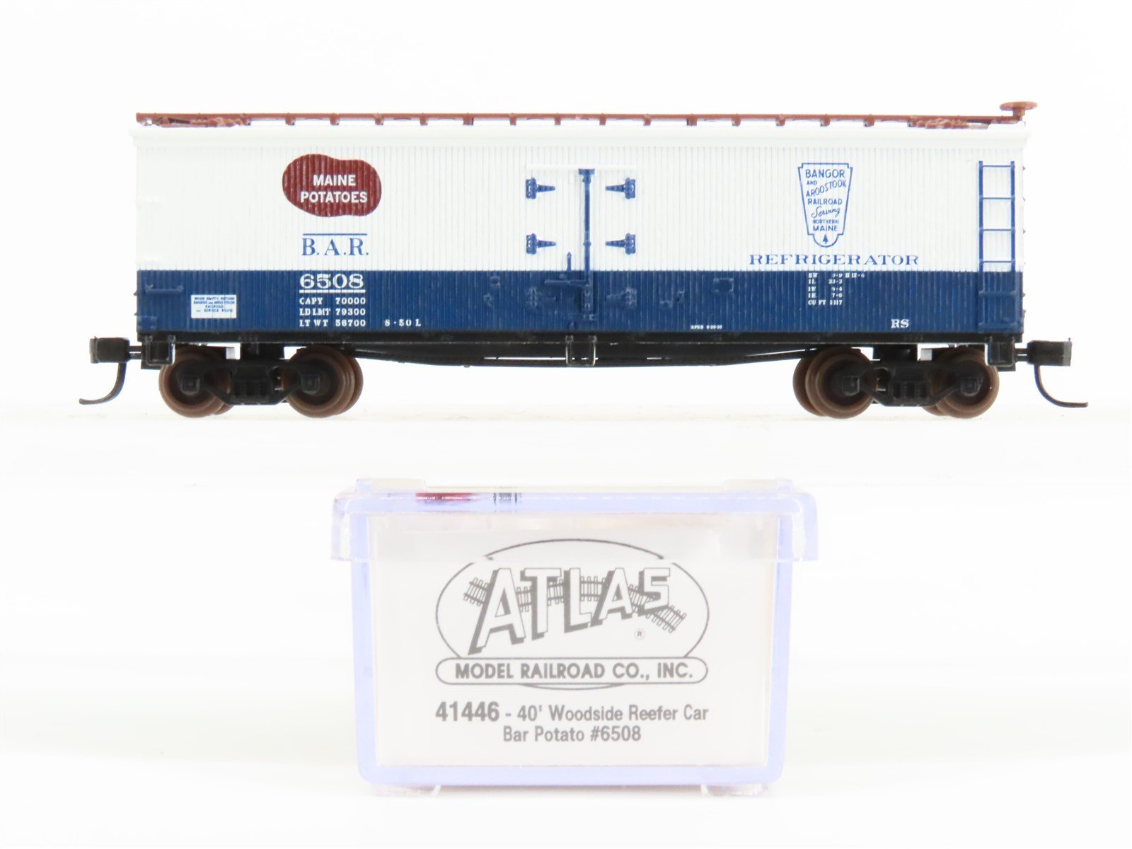N Scale Atlas 41446 BAR Bangor & Aroostook Maine Potatoes 40' Reefer #6508