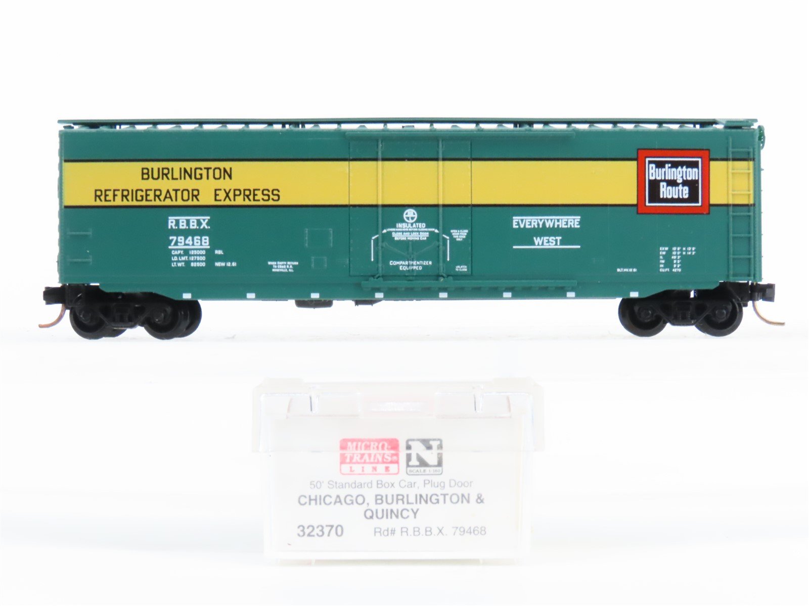 N Scale Micro-Trains MTL 32370 RBBX Burlington Route 50' Box Car #79568