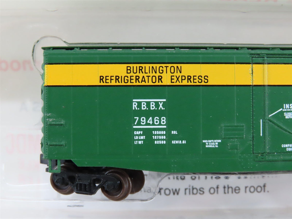 N Scale Roundhouse 81910 RBBX Burlington Route 50&#39; PS-1 Plug Door Boxcar #79468