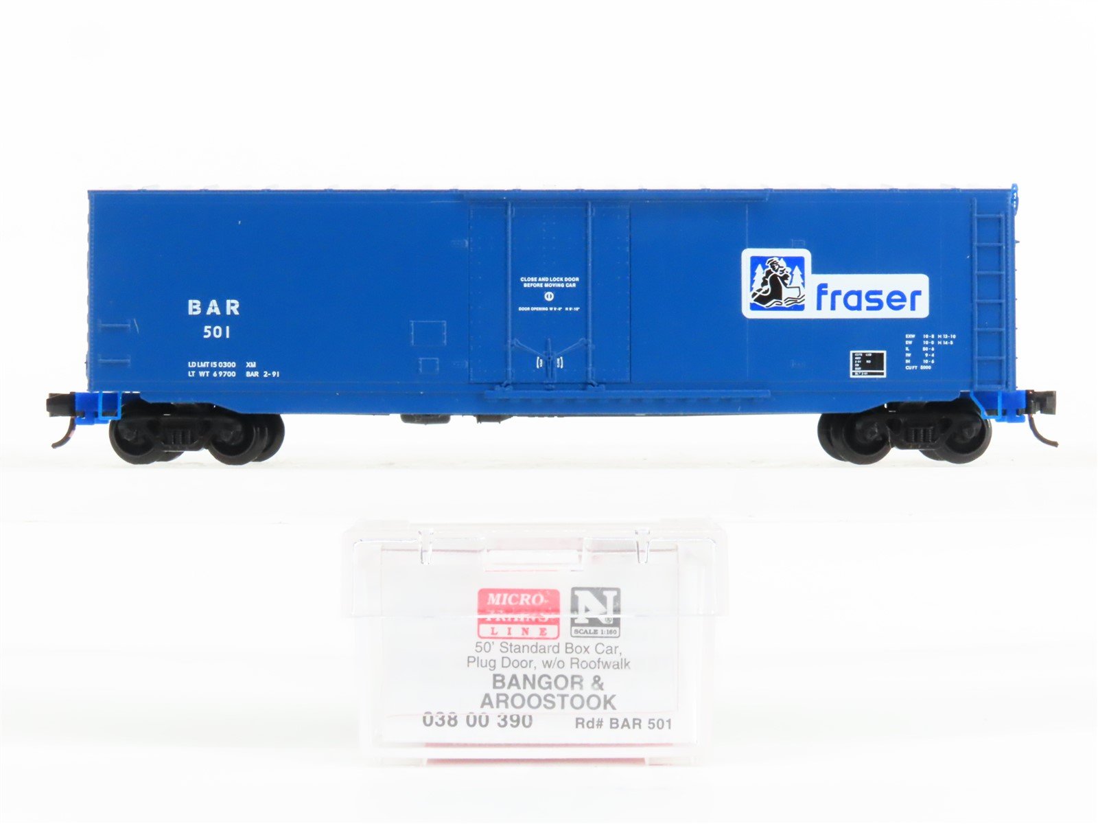 N Scale Micro-Trains MTL 03800390 BAR Bangor & Aroostook Fraser 50' Box Car #501