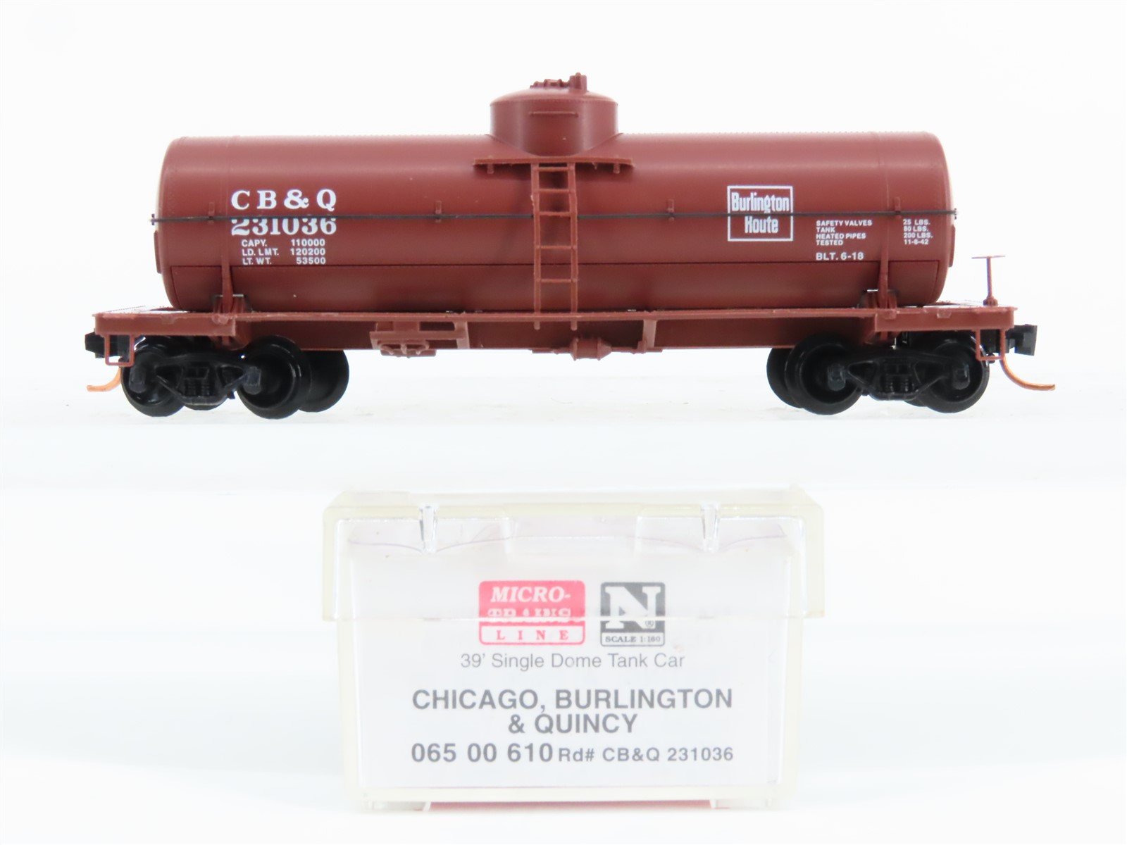 N Scale Micro-Trains MTL 06500610 CB&Q Burlington Route 39' Tank Car #231036