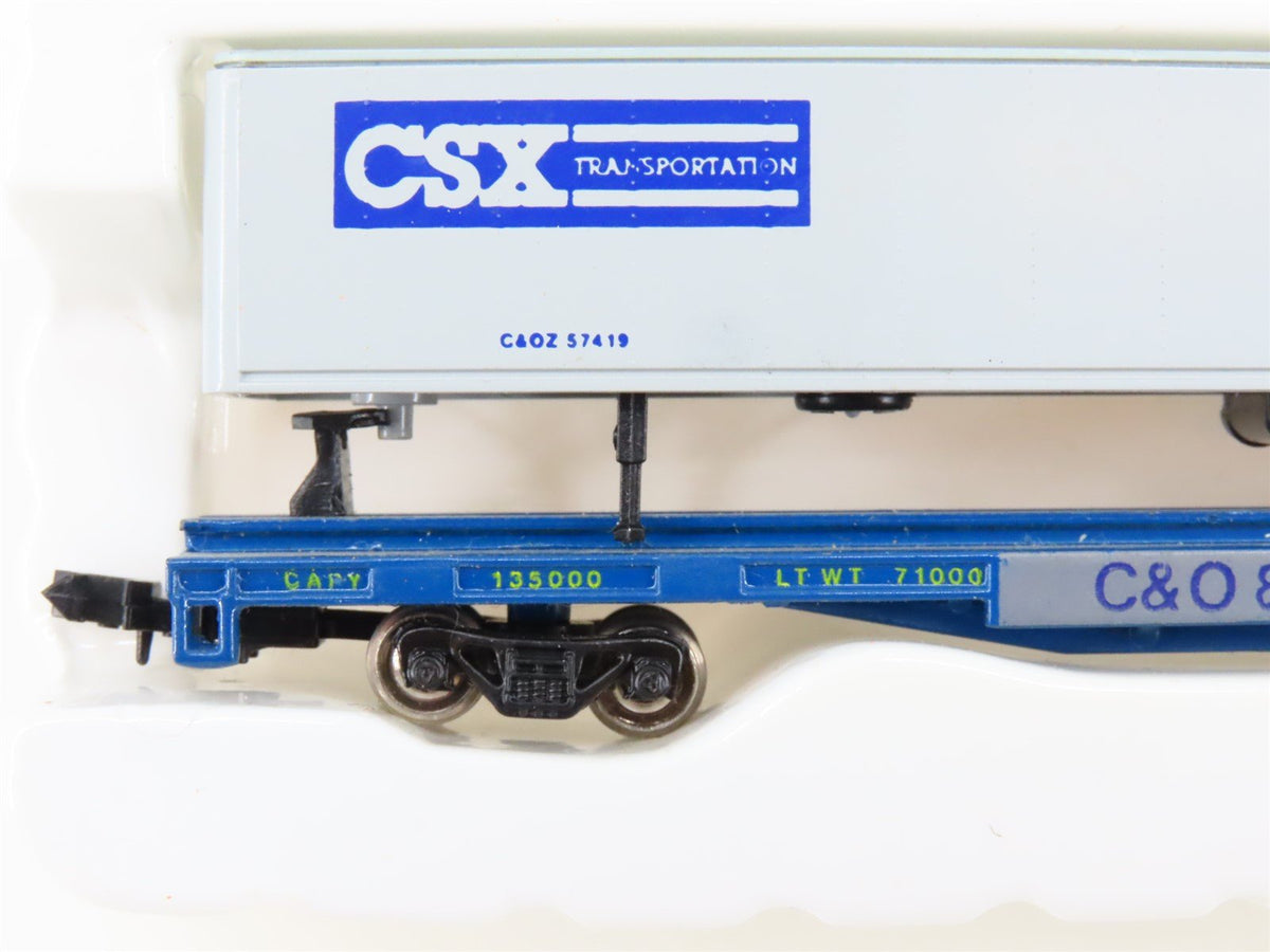 N Scale Con-Cor 0001-01206B CSX C&amp;O Railroad 90ft Piggyback Flatcar #81375