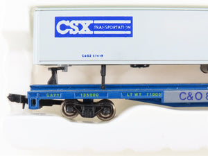 N Scale Con-Cor 0001-01206B CSX C&O Railroad 90ft Piggyback Flatcar #81375
