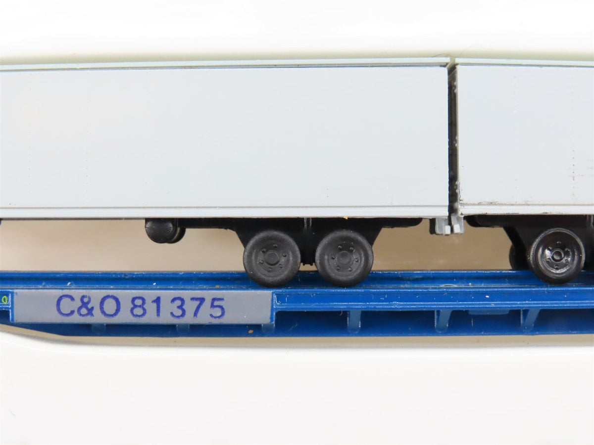N Scale Con-Cor 0001-01206B CSX C&amp;O Railroad 90ft Piggyback Flatcar #81375