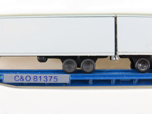 N Scale Con-Cor 0001-01206B CSX C&O Railroad 90ft Piggyback Flatcar #81375