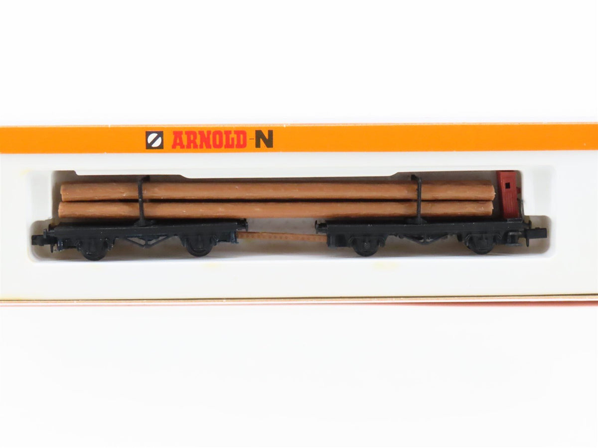 N Scale Arnold 4479 Unlettered 2-Truck Log Carrier w/Log Loads