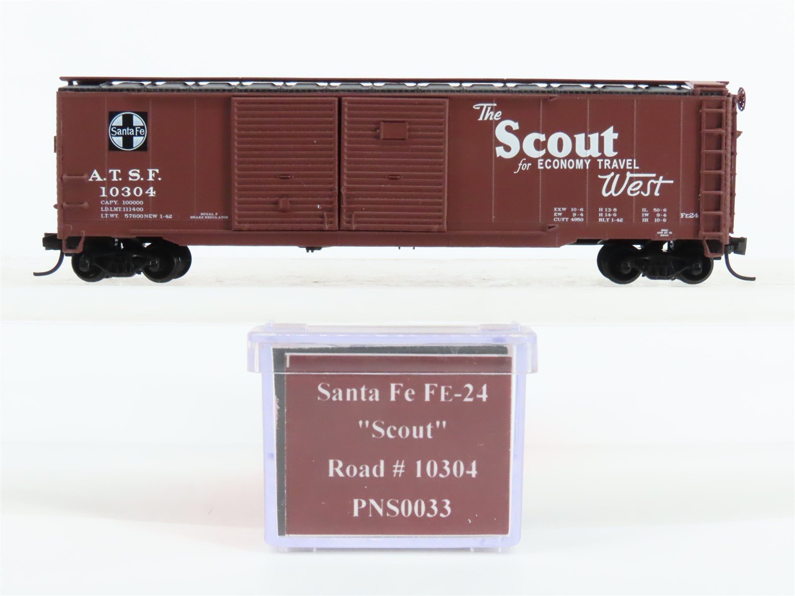 N Scale InterMountain PNS0033 ATSF Santa Fe Scout Double Door Box Car #10304