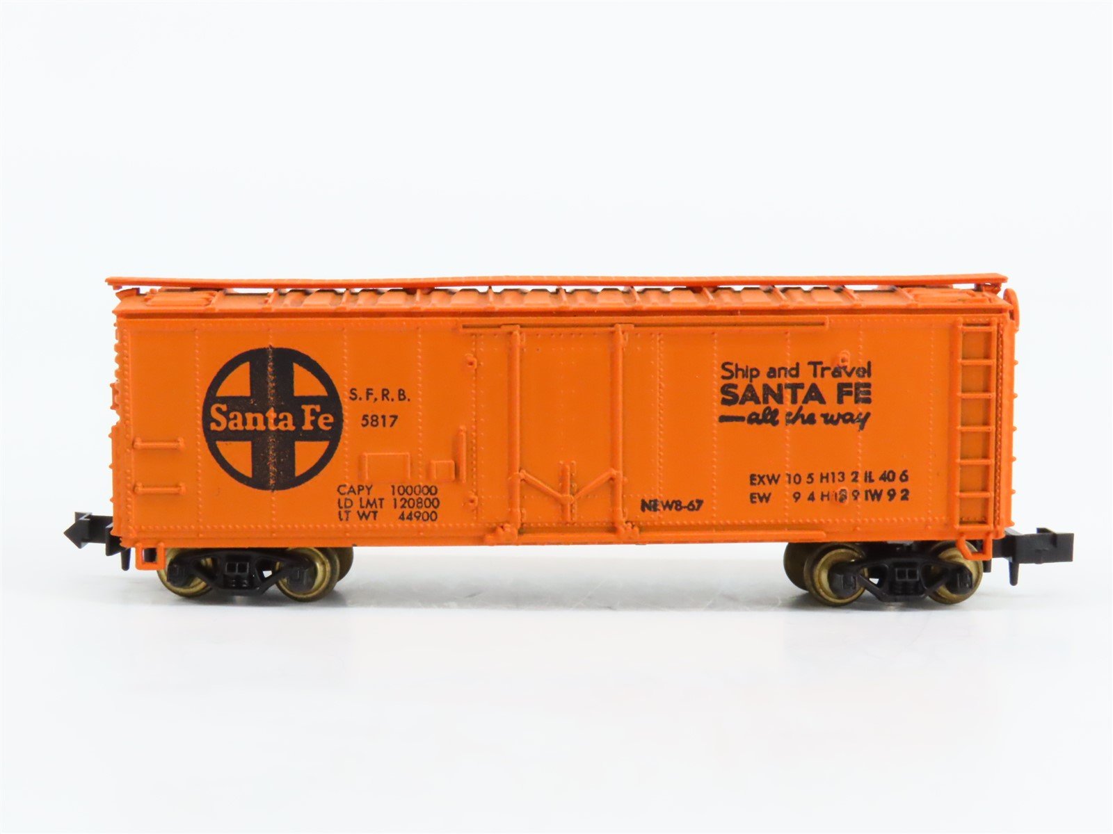 N Scale Con-Cor SFRB Santa Fe Single Plug Door Box Car #5817