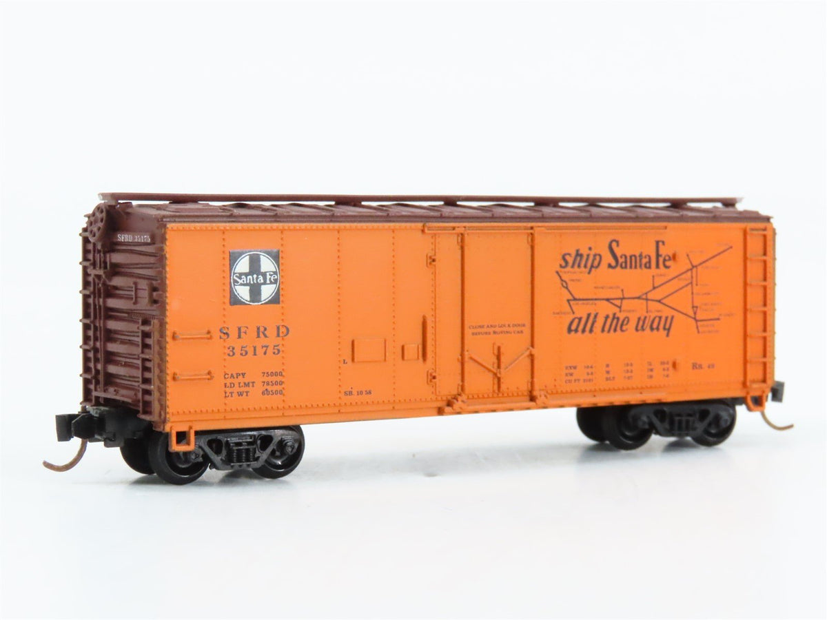 N Scale Con-Cor 001-008851 SFRD Santa Fe &quot;Scout West&quot; 40&#39; Reefer #35175 w/ Map