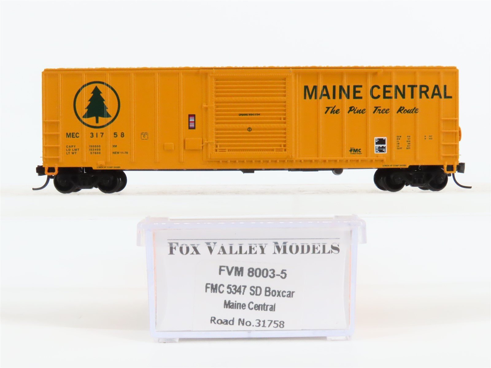 N Scale Fox Valley Models FVM 8003-5 MEC "Pine Tree Route" Box Car #31758