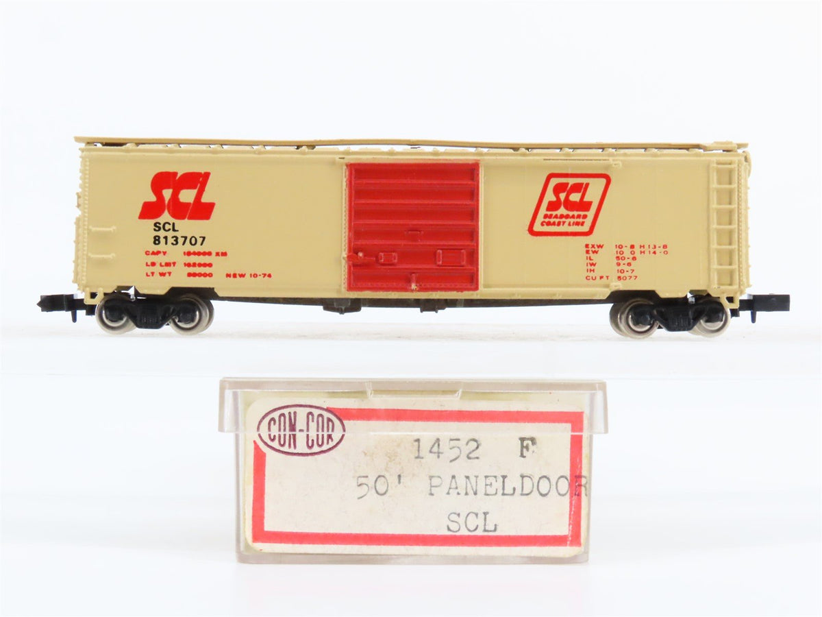 N Scale Con-Cor 1452 SCL Seaboard Coast Line Single Door 50&#39; Box Car #813707