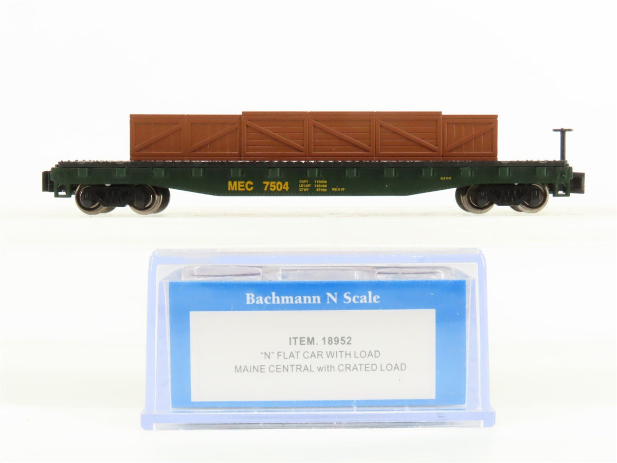 N Scale Bachmann 18952 MEC Maine Central Flat Car #7504 w/ Crated Load