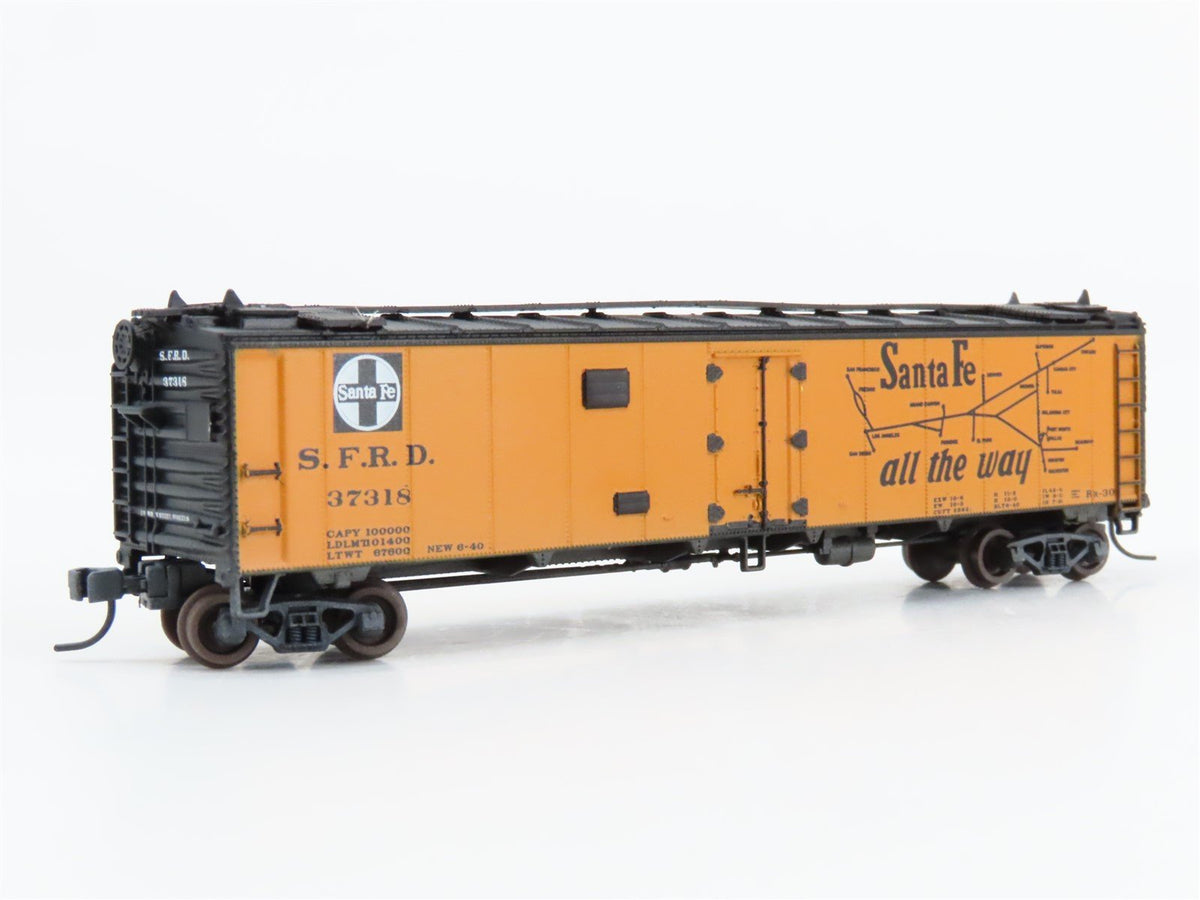 N Scale Athearn 11476 SFRD Santa Fe El Capitan 50&#39; Reefer #37318 - Weathered