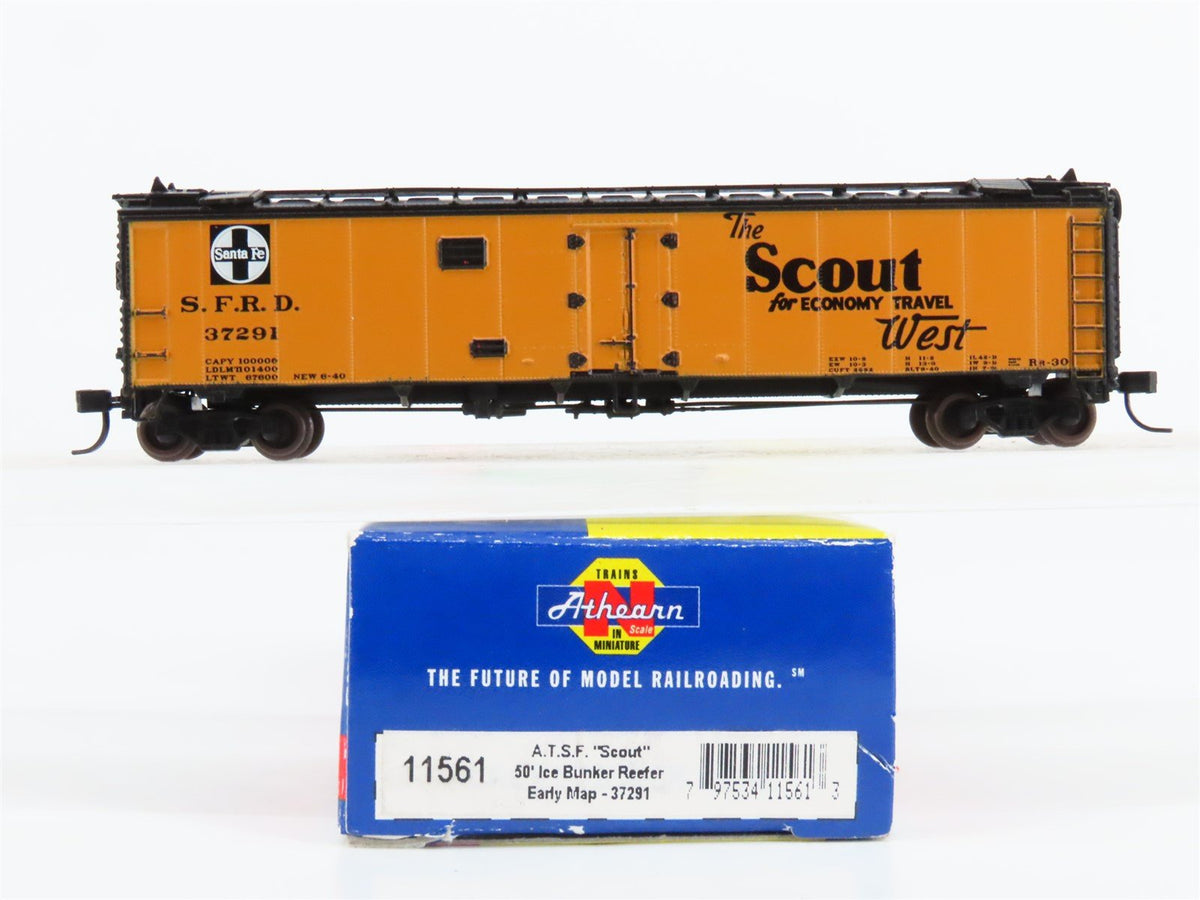 N Scale Athearn 11561 SFRD Santa Fe Scout 50&#39; Ice Bunker Reefer #37291