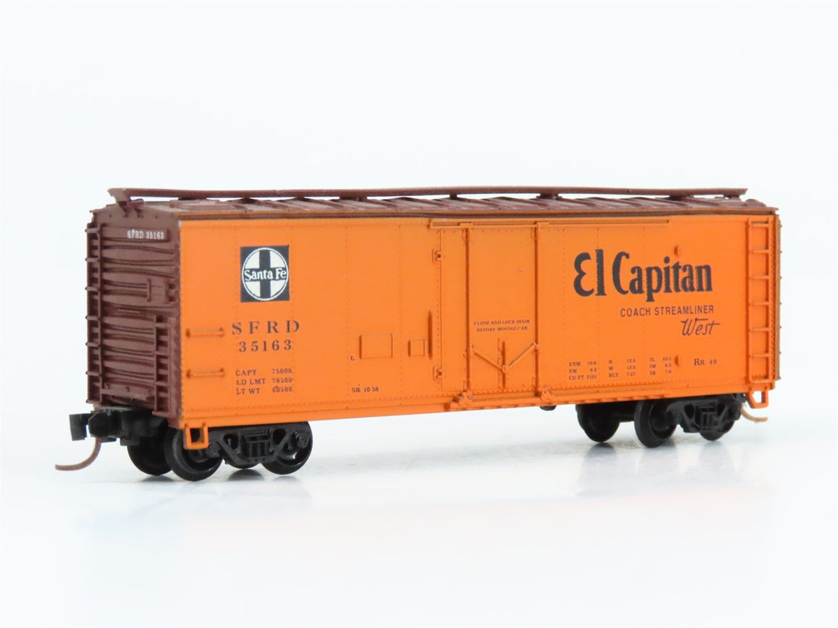 N Scale Con-Cor 001-008850 SFRD Santa Fe El Capitan 40&#39; Reefer #35163