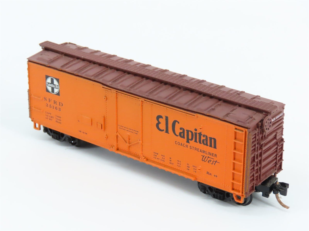 N Scale Con-Cor 001-008850 SFRD Santa Fe El Capitan 40&#39; Reefer #35163