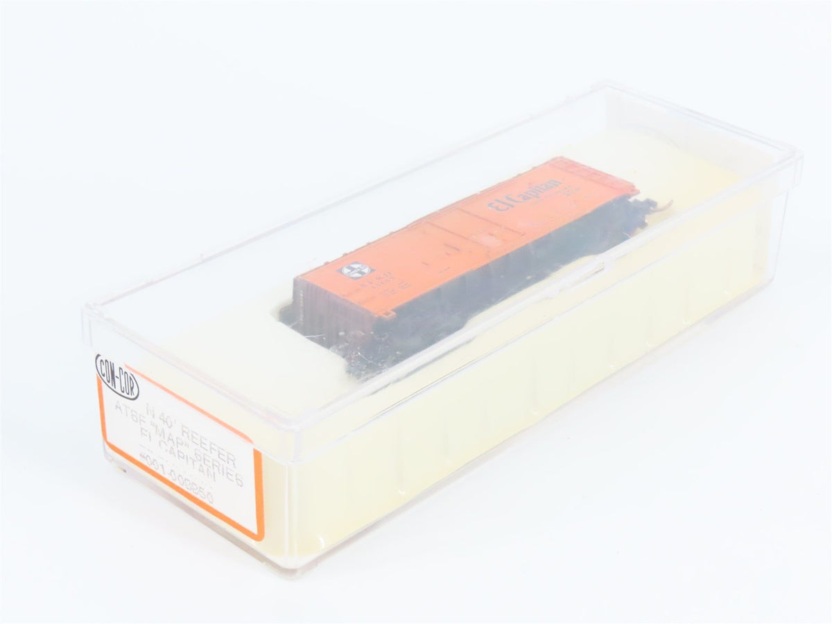 N Scale Con-Cor 001-008850 SFRD Santa Fe El Capitan 40&#39; Reefer #35163