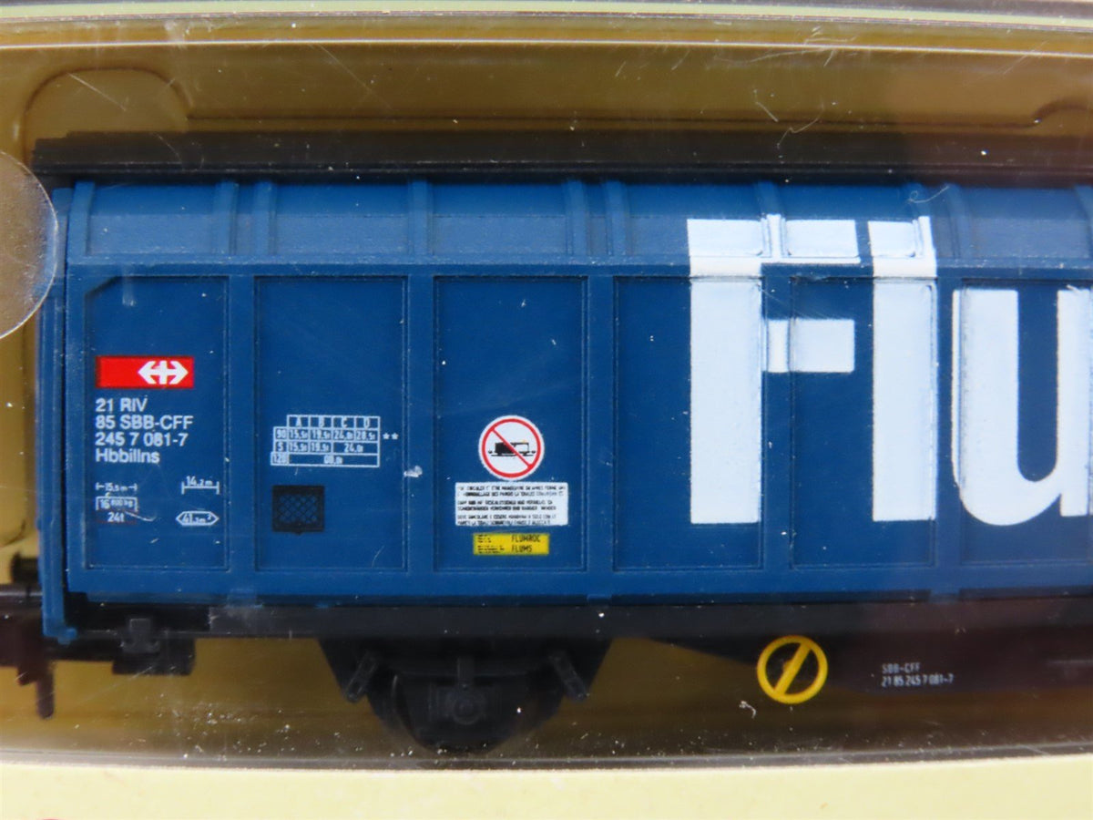 N Scale Minitrix 13967 SBB CFF FFS Swiss Federal Sliding Wall Boxcar #081-7