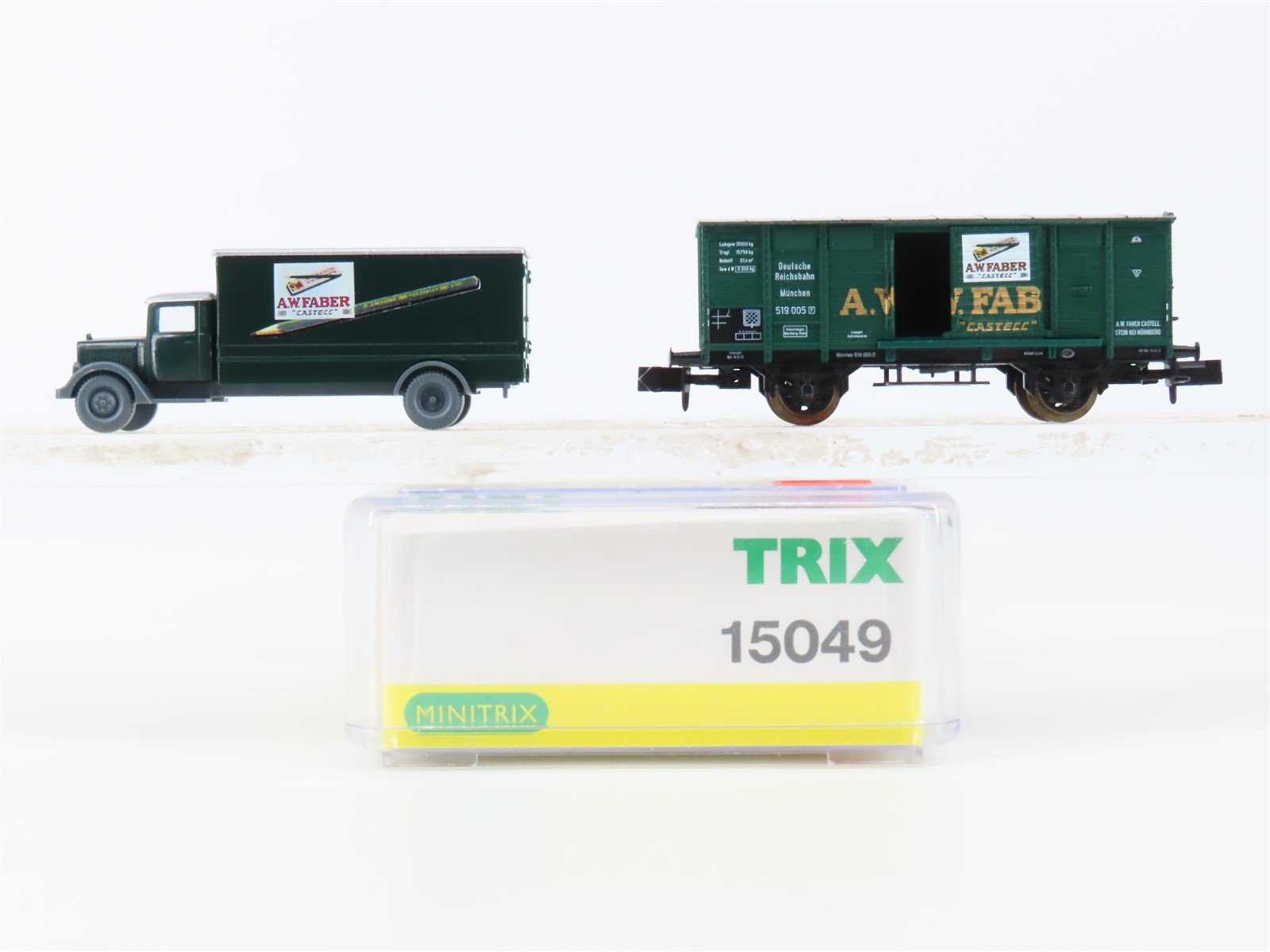 N Scale Trix 15409 DR Deutsche Reinchsbahn A.W.Faber Boxcar & Truck