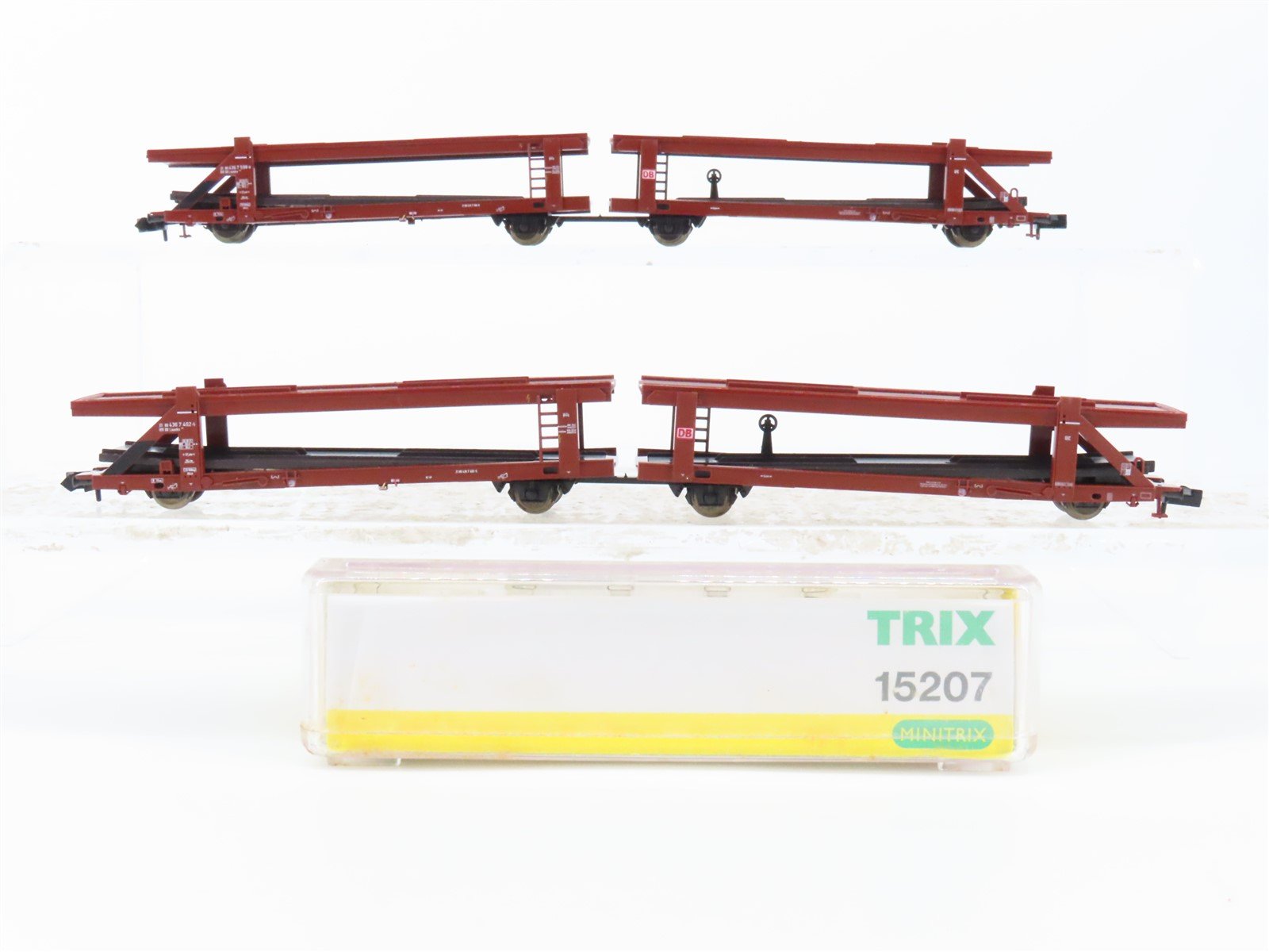 N Scale Trix 15207 RIV DB Railway Double-Deck Autocarrier 2-Pack w/Cars