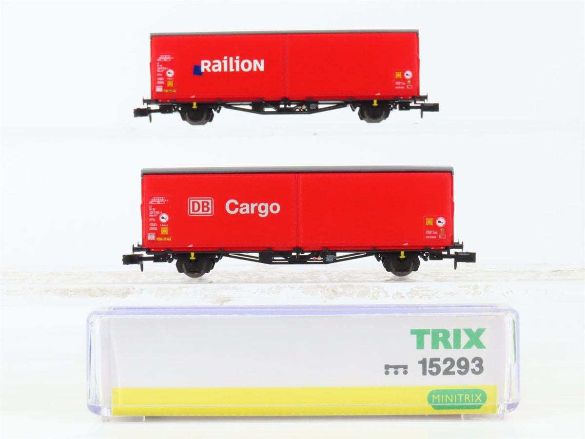 N Scale Trix 15293 DB Cargo Sliding Door Covered Wagon 2-Piece Set