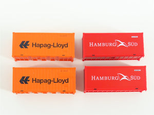 N Scale Trix 15043 DB Deutsche Bahn Flatcar 4-Pack w/Containers & Trailers