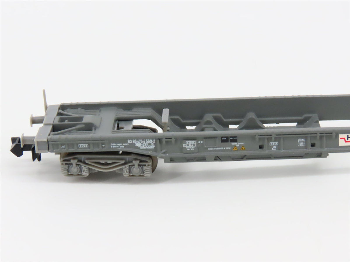 N Scale Trix 15045 SBB-CFF Railway Flatcar 3-Pack w/Containers &amp; Trailers