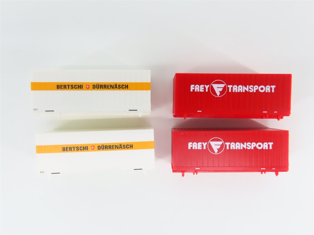 N Scale Trix 15045 SBB-CFF Railway Flatcar 3-Pack w/Containers &amp; Trailers