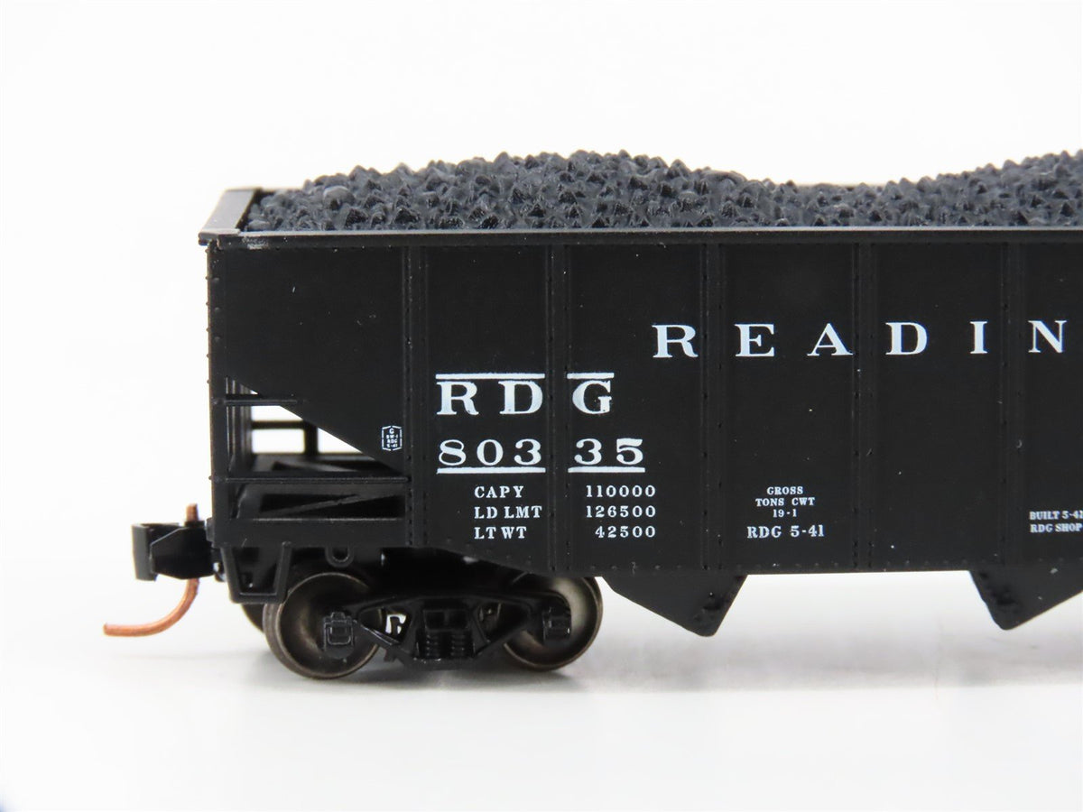N Scale Atlas 41123 RDG Reading 55-Ton 2-Bay Fishbelly Hopper #80335 w/Coal Load