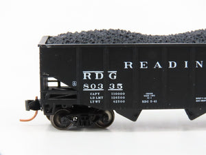 N Scale Atlas 41123 RDG Reading 55-Ton 2-Bay Fishbelly Hopper #80335 w/Coal Load