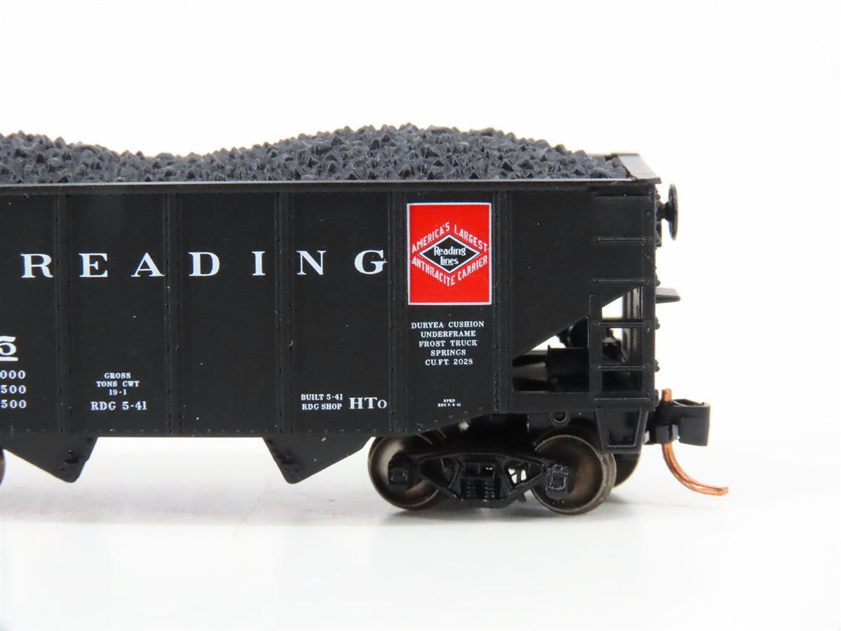 N Scale Atlas 41123 RDG Reading 55-Ton 2-Bay Fishbelly Hopper #80335 w/Coal Load