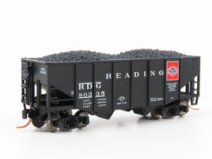 N Scale Atlas 41123 RDG Reading 55-Ton 2-Bay Fishbelly Hopper #80335 w/Coal Load