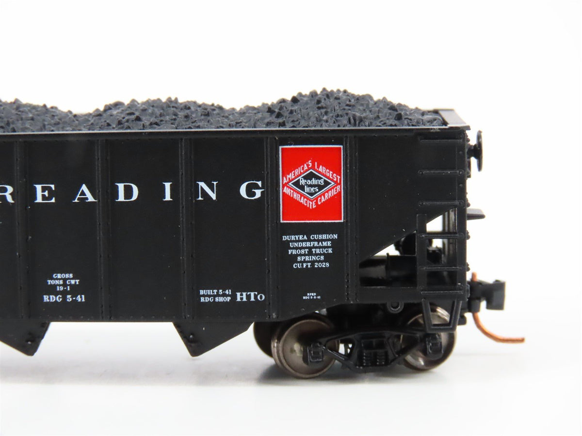 N Scale Atlas 41122 RDG Reading 55-Ton 2-Bay Fishbelly Hopper #80331 w/Coal Load