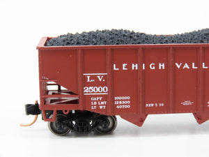 N Atlas 41171 LV Lehigh Valley 55-Ton 2-Bay Fishbelly Hopper #25000 w/Coal Load