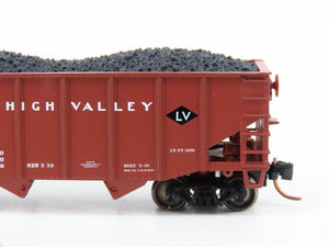 N Atlas 41171 LV Lehigh Valley 55-Ton 2-Bay Fishbelly Hopper #25000 w/Coal Load