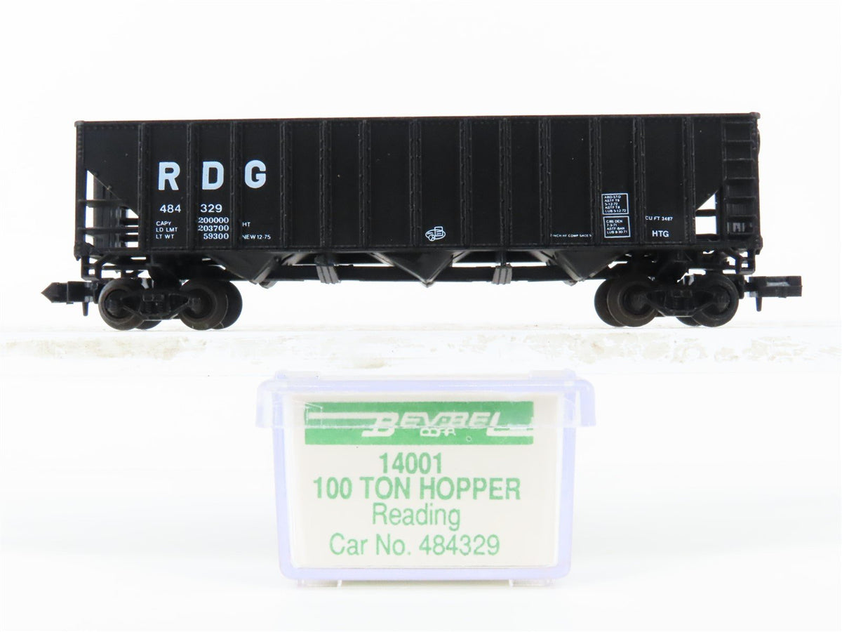 N Scale Bev-Bel 14001 RDG Reading 100-Ton 3-Bay Open Hopper #484329