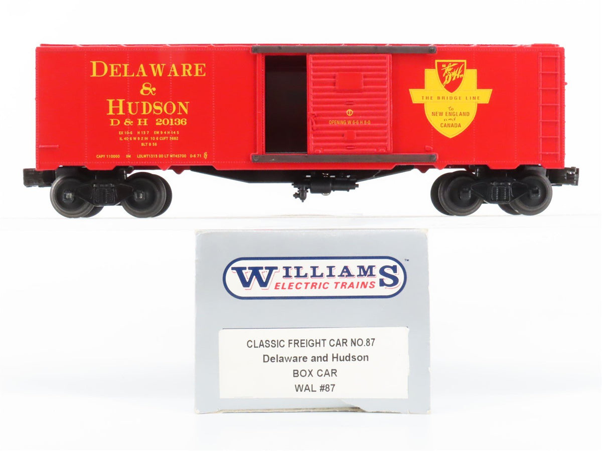 O Gauge 3-Rail Williams #87 D&amp;H Delaware &amp; Hudson The Bridge Line Box Car #20136
