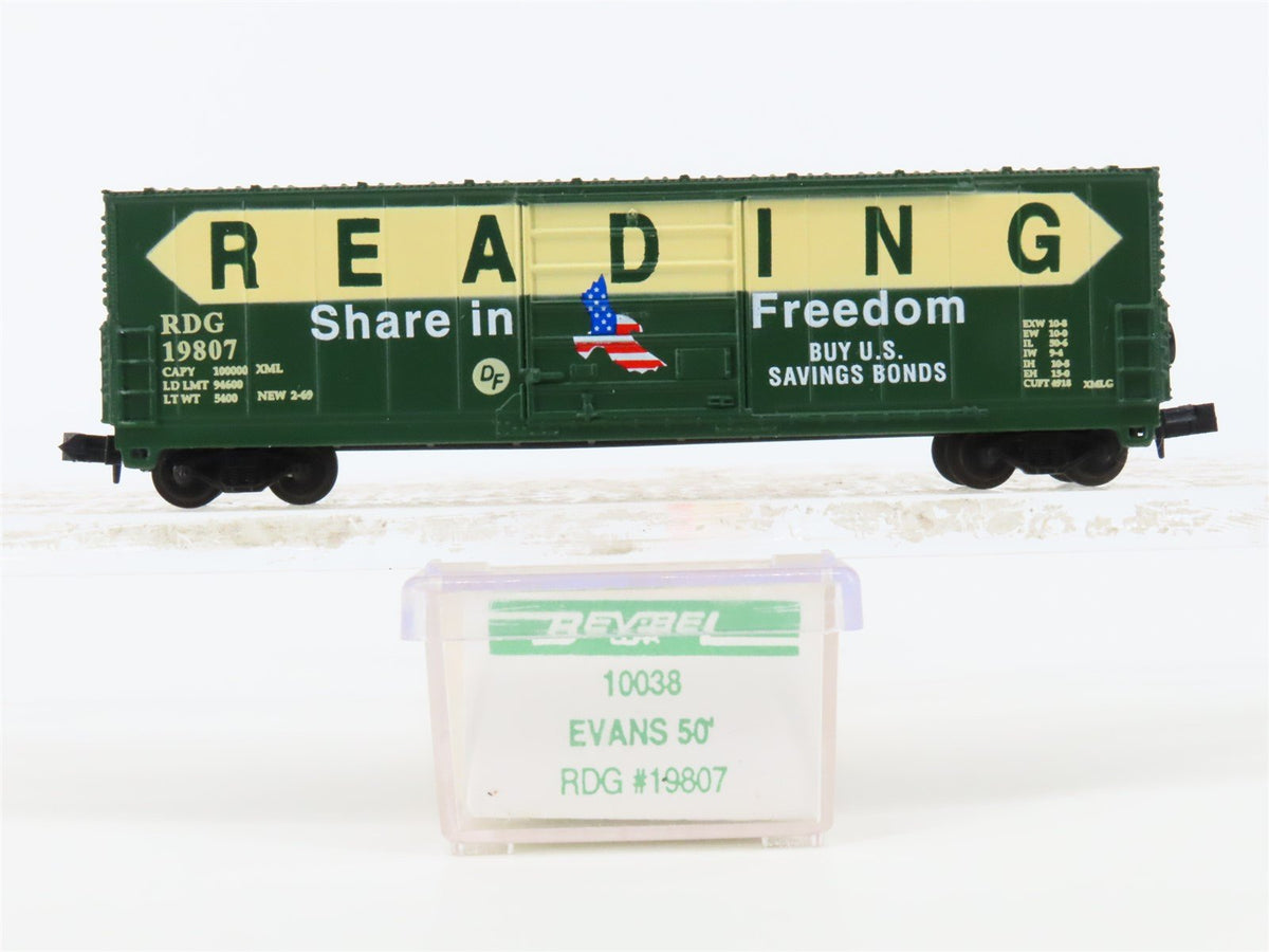 N Scale Bev-Bel 10038 RDG Reading Evans 50&#39; Boxcar #19807
