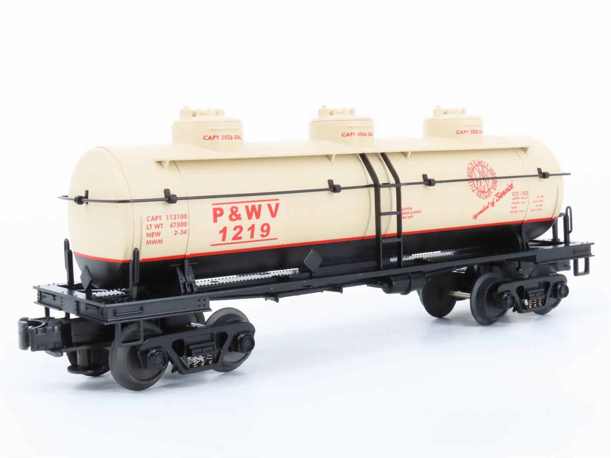 O Gauge 3-Rail MTH P&amp;WV Pittsburgh &amp; West Virginia 3-Dome Tank Car #8516
