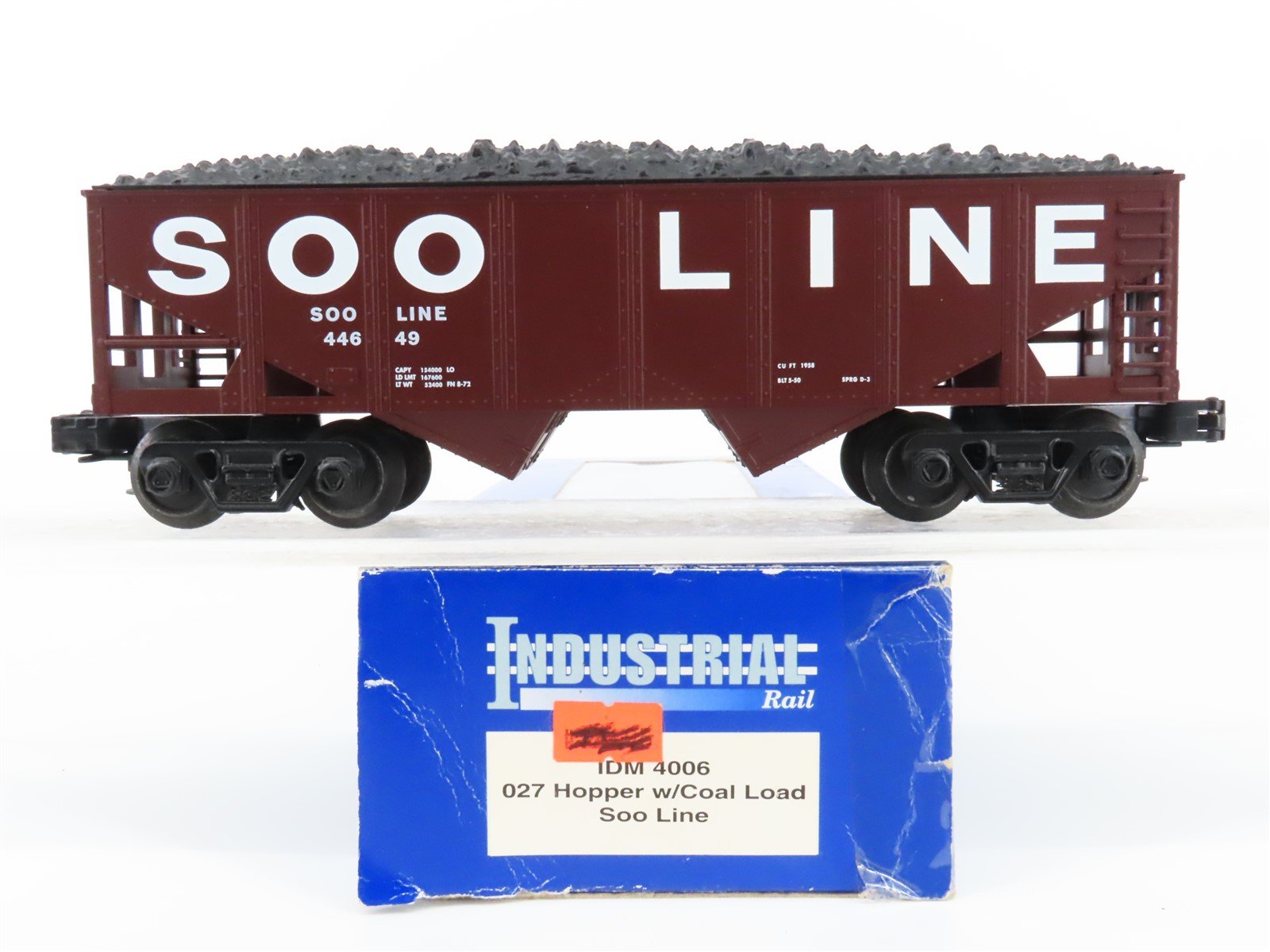O Gauge 3-Rail Industrial Rail IDM 4006 SOO Line 2-Bay Hopper #44649 w/ Load