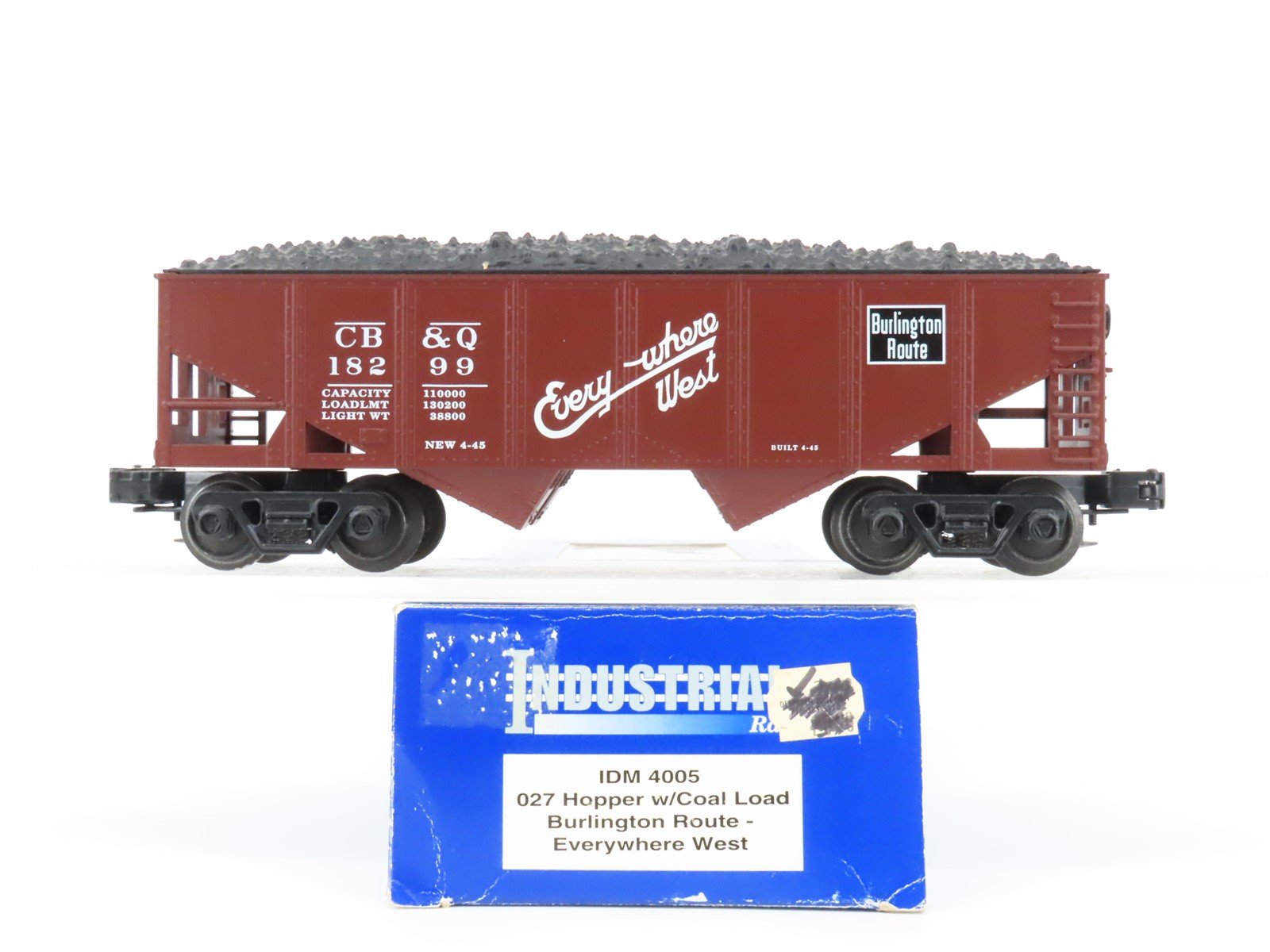 O Gauge 3-Rail Industrial Rail IDM 4005 CB&Q Burlington 2-Bay Coal Hopper #18299