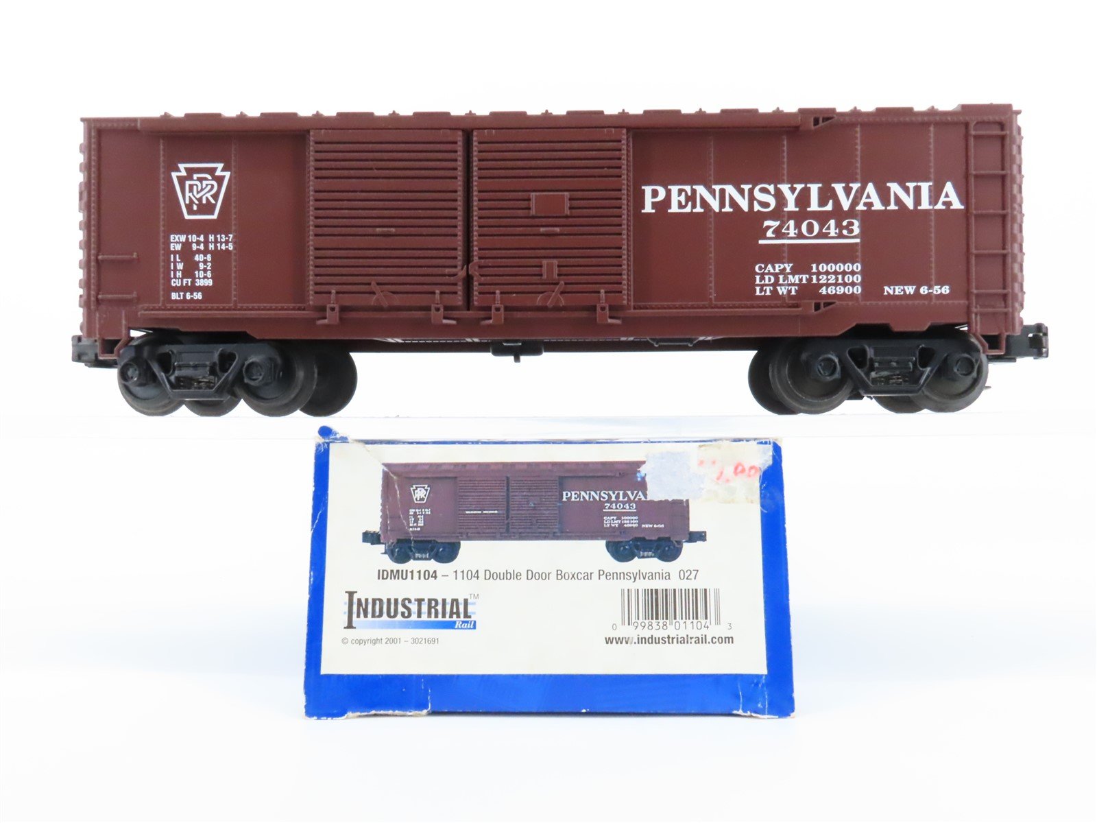 O Gauge 3-Rail Industrial Rail IDMU1104 PRR Pennsylvania Box Car #74043