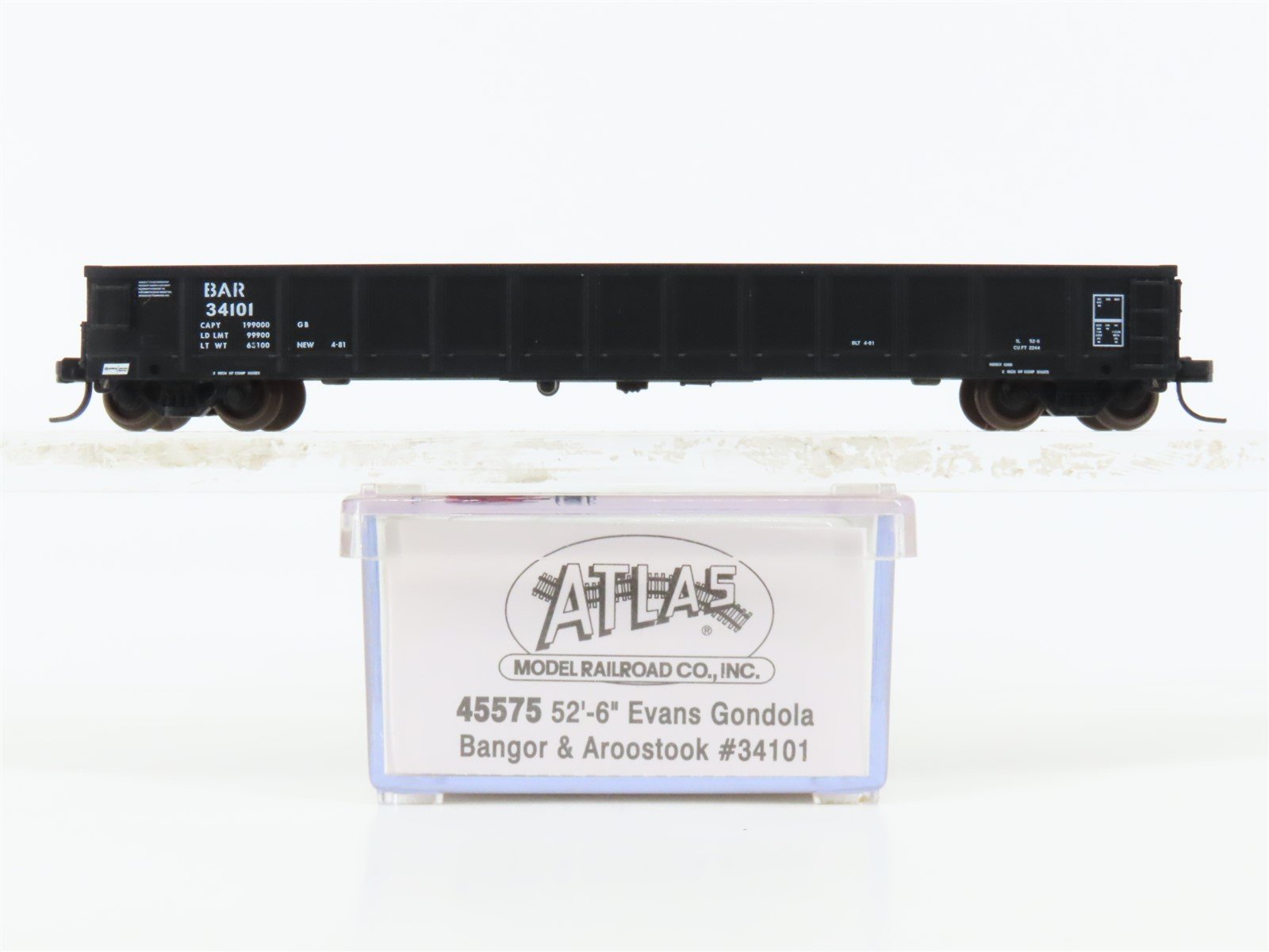 N Scale Atlas 45575 BAR Bangor & Aroostook 52'-6" Evans Gondola #34101