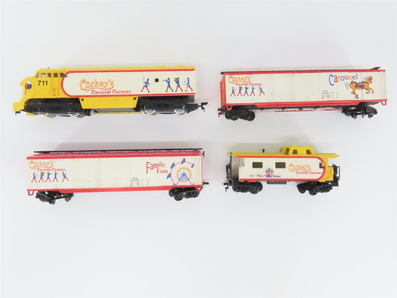 HO Scale IHC/MEHANO Corkey's Carnival Caravan C-Liner Diesel Freight Train Set