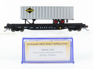 N Scale Bachmann 16754 RDG Reading Piggy Back Flatcar #9814 /Reading Trailer