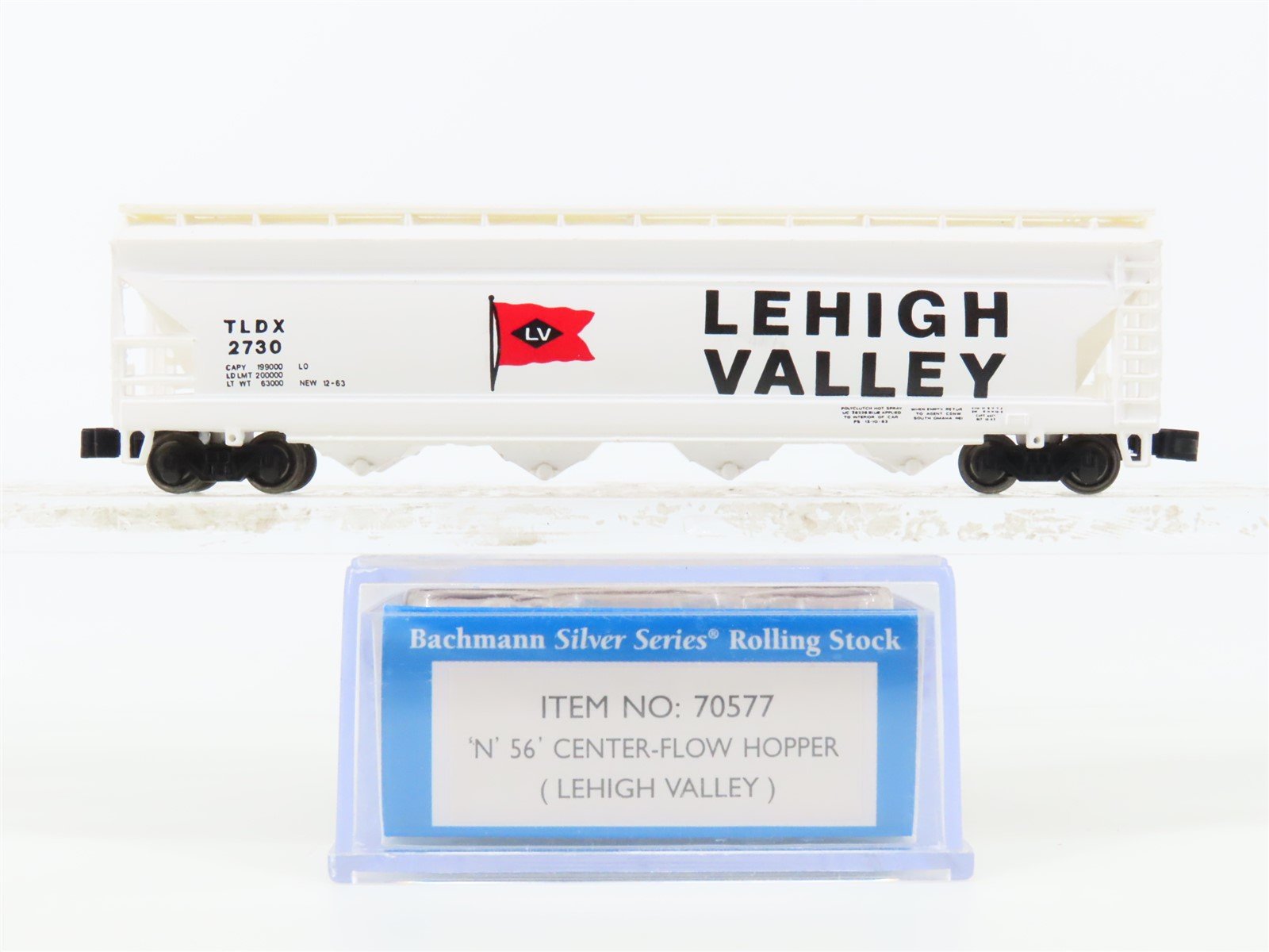 N Scale Bachmann 70577 TLDX Lehigh Valley 56' Centerflow 4-Bay Hopper #2730