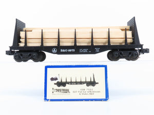 O Gauge 3-Rail Industrial Rail IDM 7502 B&O Bulkhead Flat Car #8975 w/ Stakes